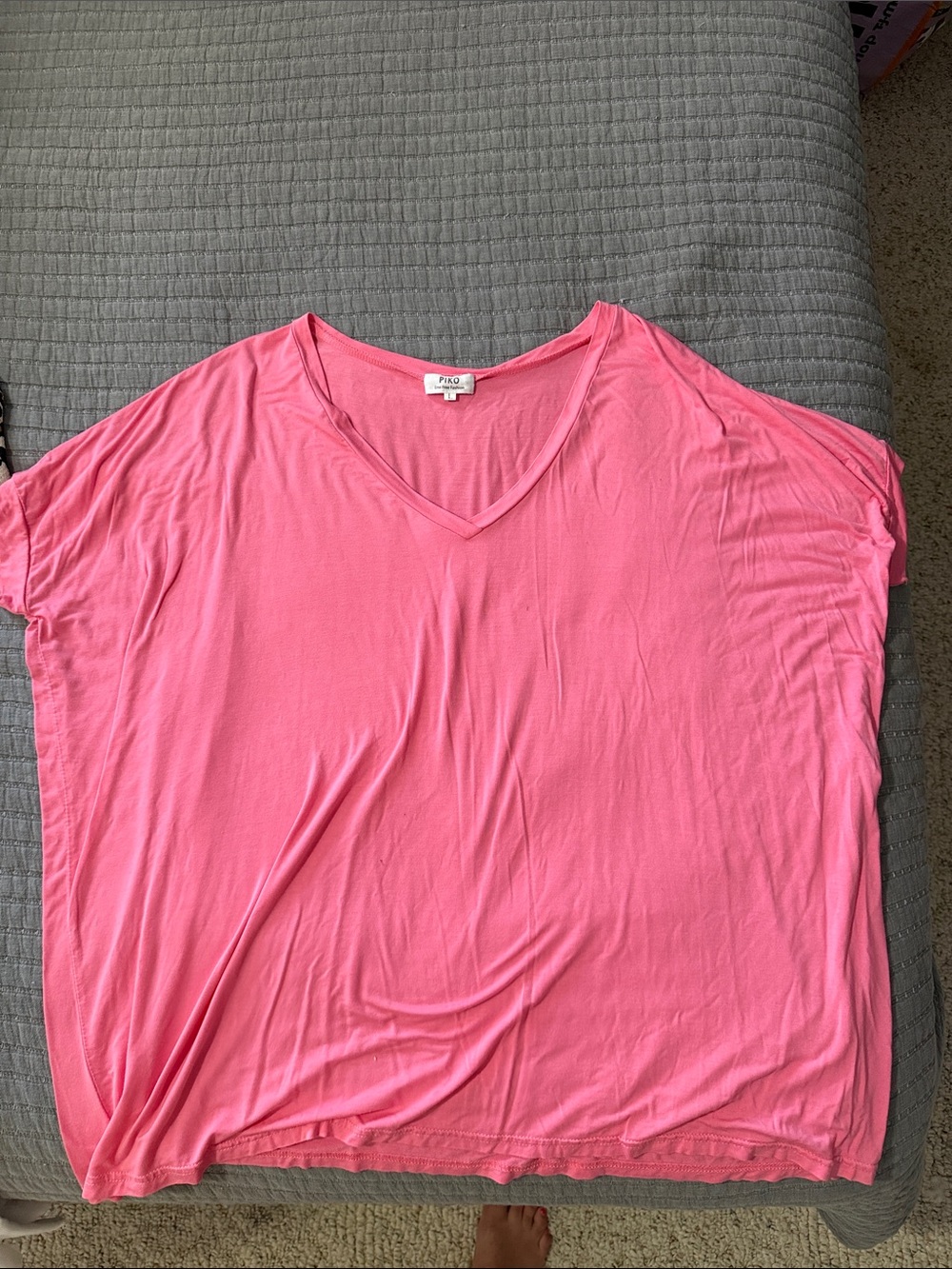 PIKO Women’s Pink V-Neck Dolman Sleeve Tunic Top Size L
